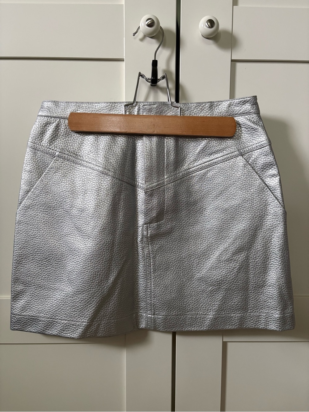 saltwater LUXE Metallic Silver Faux Leather Skort